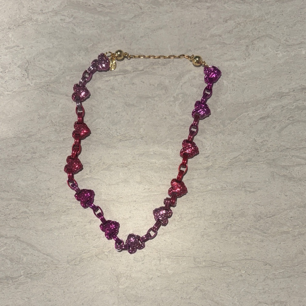 Never Worn Vibrant Pink and Purple Heart Necklace